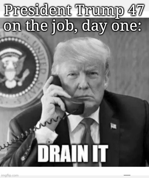 DAY ONE | President Trump 47 on the job, day one: | image tagged in president trump,awesome,god,emperor,rules,butthurt liberals | made w/ Imgflip meme maker