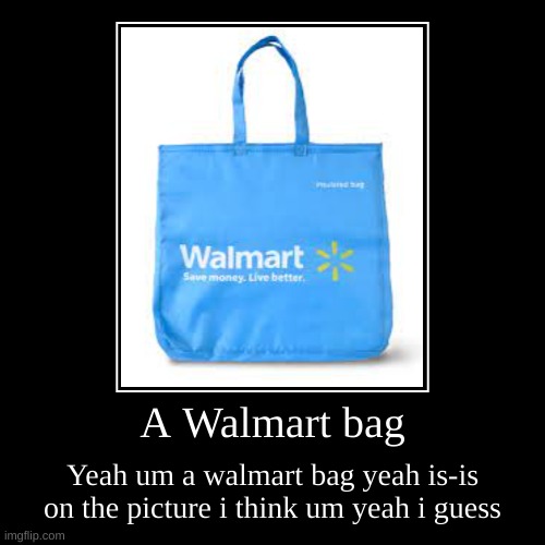 WALMART BAG | A Walmart bag | Yeah um a walmart bag yeah is-is on the picture i think um yeah i guess | image tagged in funny,demotivationals | made w/ Imgflip demotivational maker