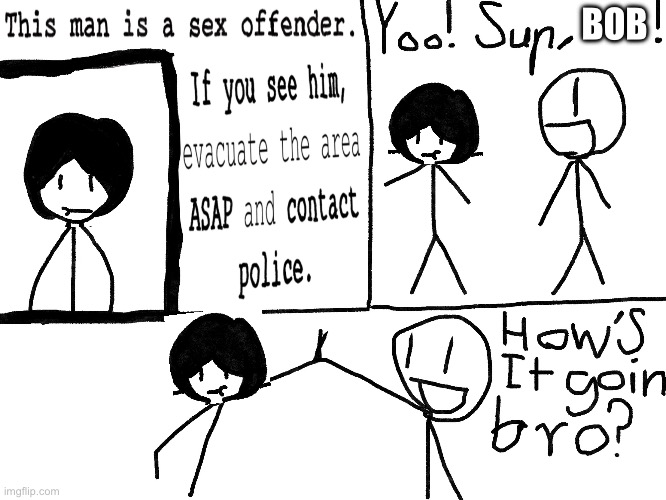 Yo sup bob | BOB | image tagged in offender | made w/ Imgflip meme maker