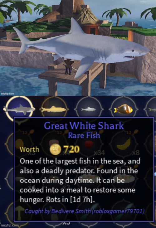 I cuaght a fish :D (game: Arcane Odyssey (roblox)) | made w/ Imgflip meme maker
