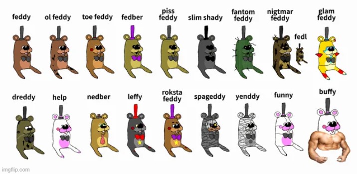All the Feddies | image tagged in memes,fnaf | made w/ Imgflip meme maker
