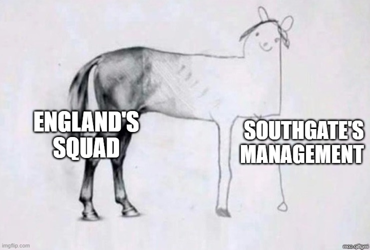 Horse Drawing | ENGLAND'S SQUAD; SOUTHGATE'S MANAGEMENT | image tagged in horse drawing,football,sports,england | made w/ Imgflip meme maker