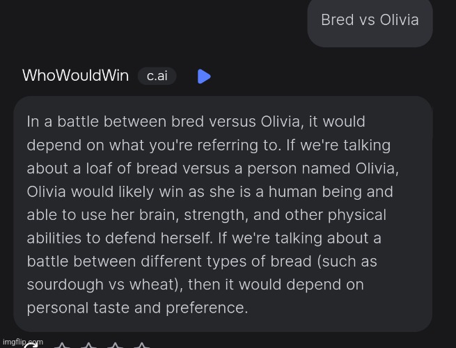 I would win against bred | made w/ Imgflip meme maker