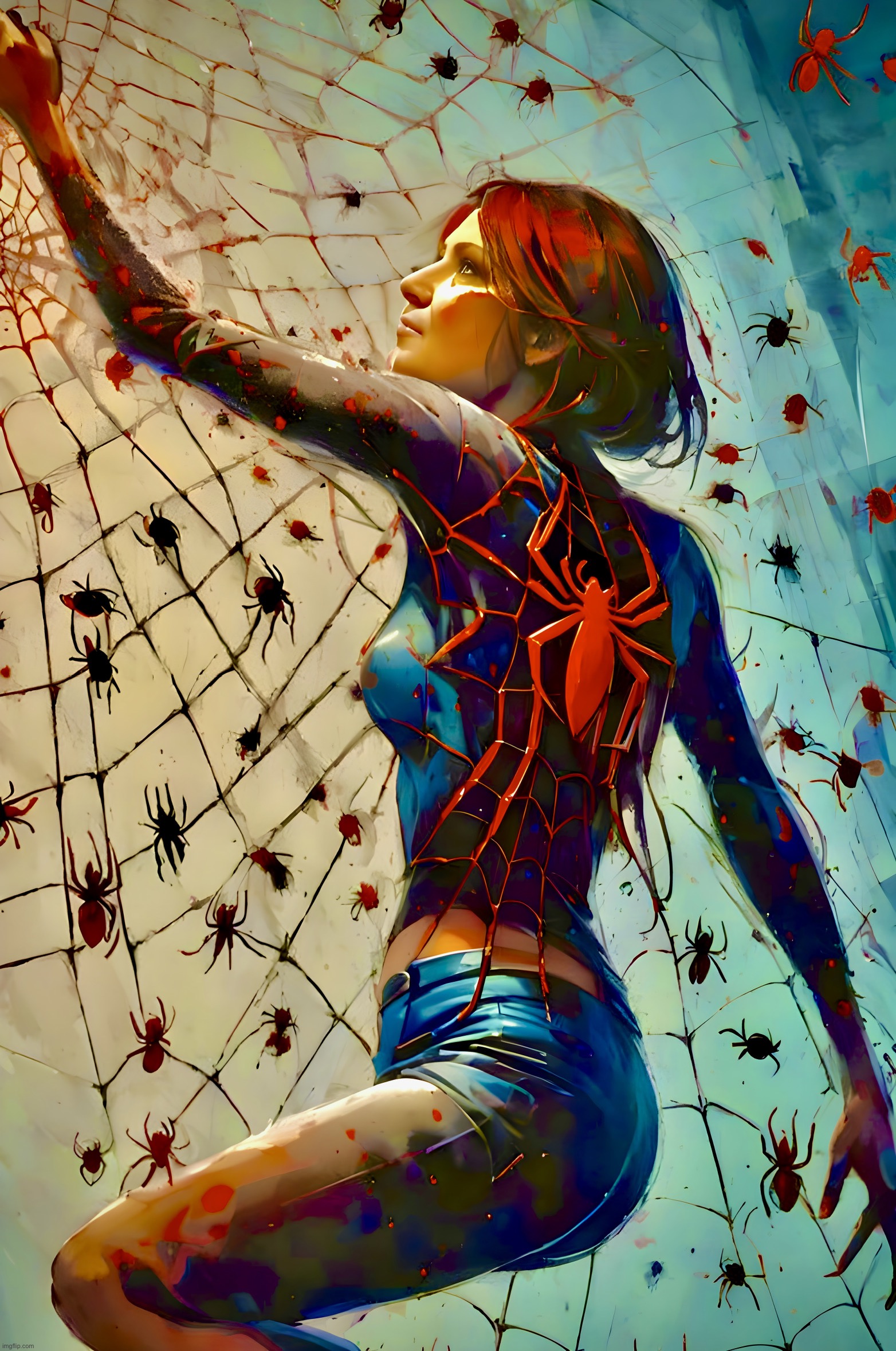 Spiderwoman | image tagged in spiderwoman,spiderman,mary jane,memes,superhero | made w/ Imgflip meme maker