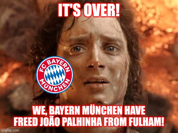 Bad news for BVB, Leipzig and Leverkusen | IT'S OVER! WE, BAYERN MÜNCHEN HAVE FREED JOÃO PALHINHA FROM FULHAM! | image tagged in memes,it's finally over,palhinha,bayern munich,germany,bundesliga | made w/ Imgflip meme maker