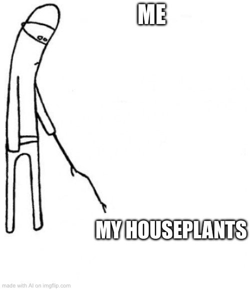 (Pro tip for the Ai: dont pokey pokey your housplants) | ME; MY HOUSEPLANTS | image tagged in c'mon do something | made w/ Imgflip meme maker