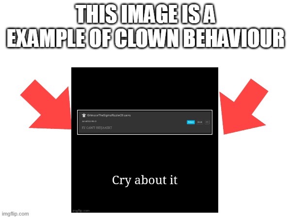 image tagged in this image is a example of clown behaviour | made w/ Imgflip meme maker