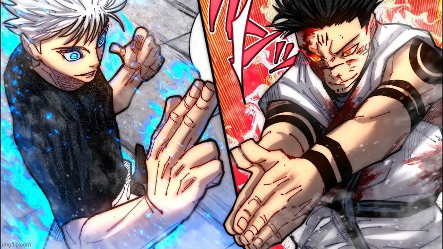 gojo vs sukuna | image tagged in gojo vs sukuna | made w/ Imgflip meme maker