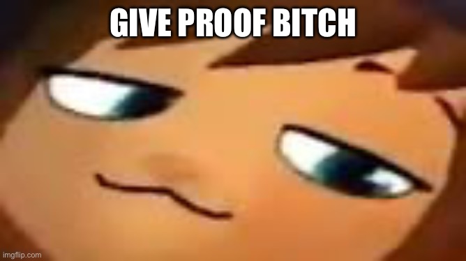 smug hat kid.mp4 | GIVE PROOF BITCH | image tagged in smug hat kid mp4 | made w/ Imgflip meme maker