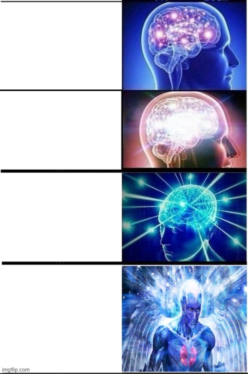 Expanding brain 4 panel | image tagged in expanding brain | made w/ Imgflip meme maker