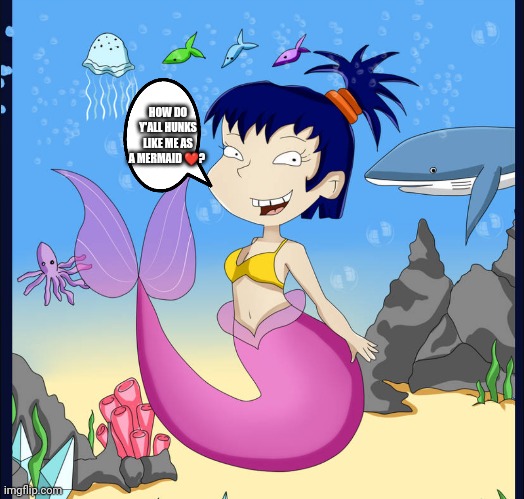 Kimi finster as a lovely mermaid | HOW DO Y'ALL HUNKS LIKE ME AS A MERMAID ❤️? | image tagged in kimi finster,kimi the mermaid,mermaids,all grown up,rugrats,lovely memes | made w/ Imgflip meme maker