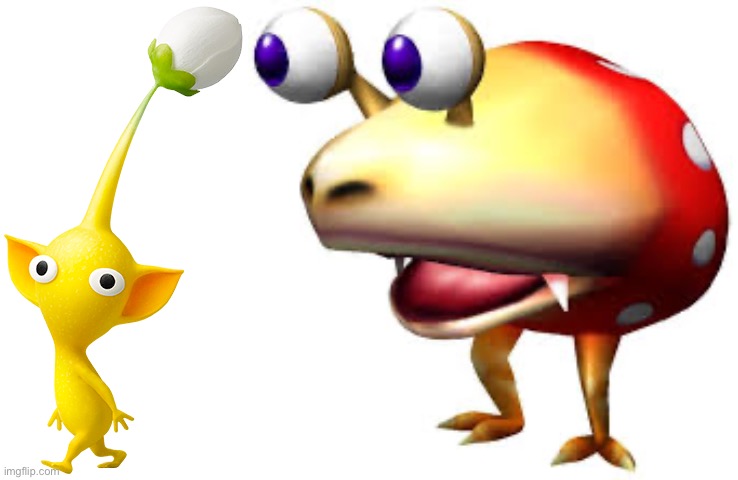 Holycrap I made a thing | image tagged in yellow pikmin,bulborb | made w/ Imgflip meme maker