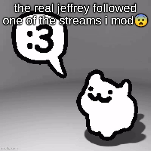 https://imgflip.com/user/Walmart-Jeffrey-Repost-Fun | the real jeffrey followed one of the streams i mod😨 | image tagged in 3 cat | made w/ Imgflip meme maker