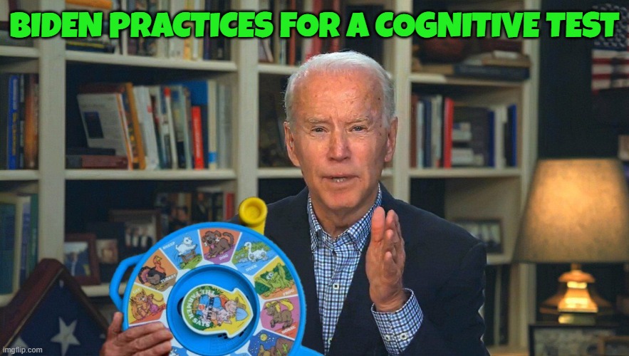 Drop out now if you love this country or is it party over country | BIDEN PRACTICES FOR A COGNITIVE TEST | image tagged in maga,make america great again,fjb,donald trump,joe biden,kamala harris | made w/ Imgflip meme maker