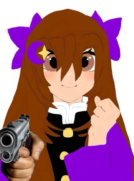 Michira sato(my kny oc) pointing a gun. Blank Meme Template