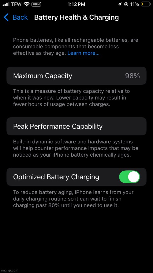 My battery health dropped to 98%, should I be concerned? | made w/ Imgflip meme maker