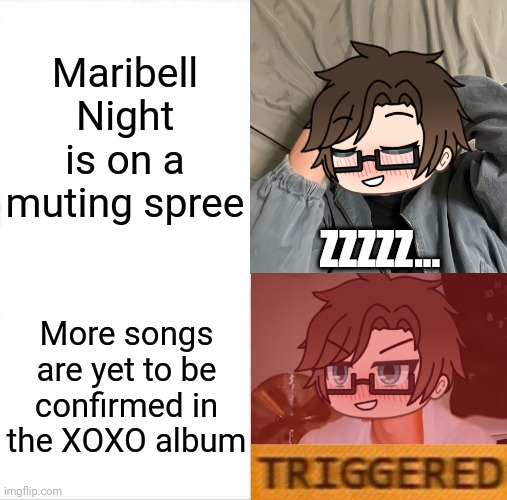 Male Cara woke up from a dream | Maribell Night is on a muting spree; ZZZZZ... More songs are yet to be confirmed in the XOXO album | image tagged in memes,pop up school 2,pus2,male cara,xoxo album,waking up | made w/ Imgflip meme maker