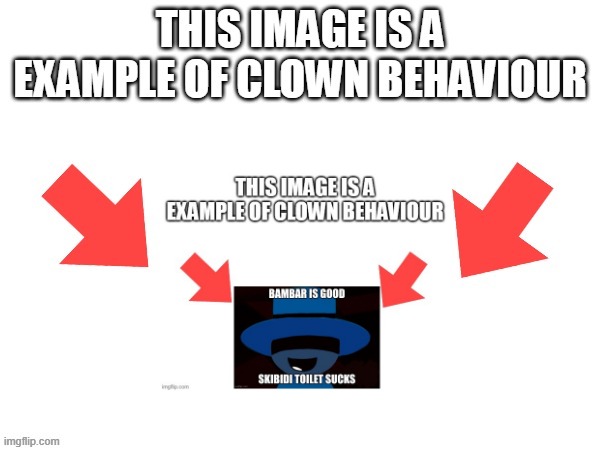 This image is a example of clown behaviour | image tagged in this image is a example of clown behaviour | made w/ Imgflip meme maker