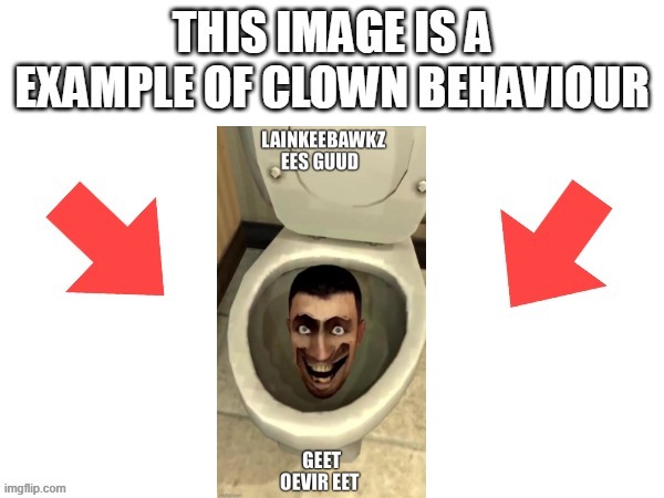 This image is a example of clown behaviour | image tagged in this image is a example of clown behaviour | made w/ Imgflip meme maker