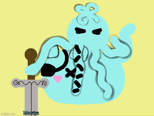a drawing of 2 plushies I made | image tagged in kleki,plushies,jellyfish,mouse | made w/ Imgflip meme maker