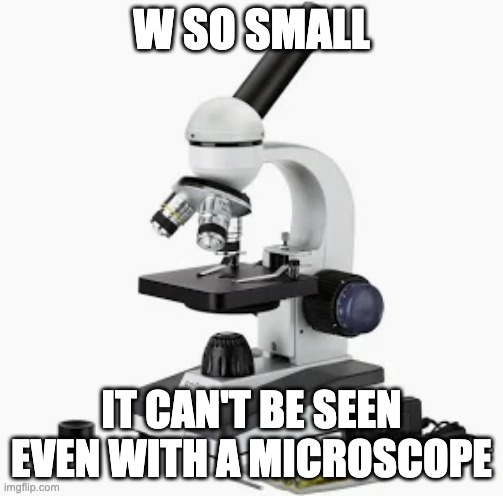 W SO SMALL IT CAN'T BE SEEN EVEN WITH A MICROSCOPE | made w/ Imgflip meme maker