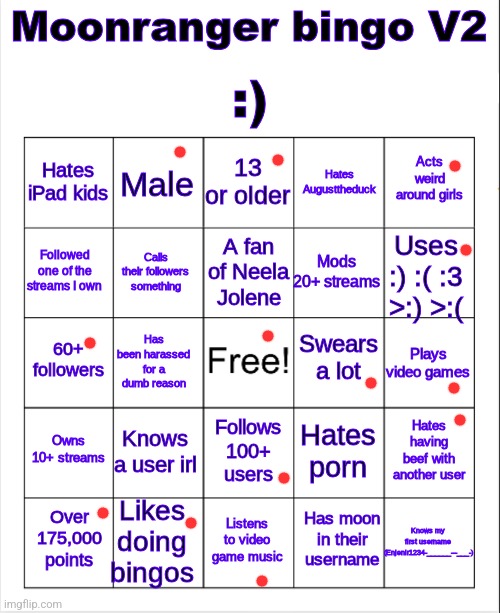 I MISSED A BINGO BY ONE, 2 TIMES | image tagged in moonranger bingo v2 | made w/ Imgflip meme maker