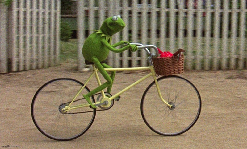 kermit bike | image tagged in kermit bike | made w/ Imgflip meme maker