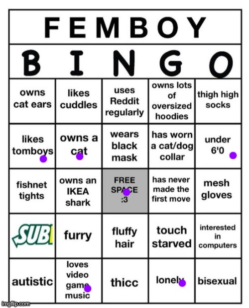 im a train gender male not a femboy | image tagged in femboy bingo | made w/ Imgflip meme maker