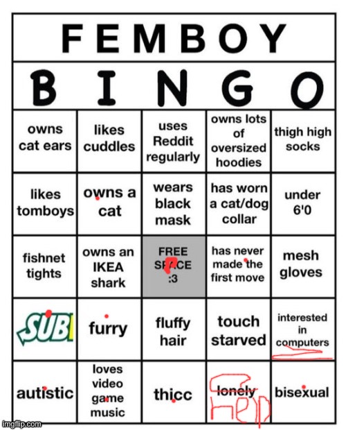 I’m not even one I’m just doing it for fun | image tagged in femboy bingo | made w/ Imgflip meme maker