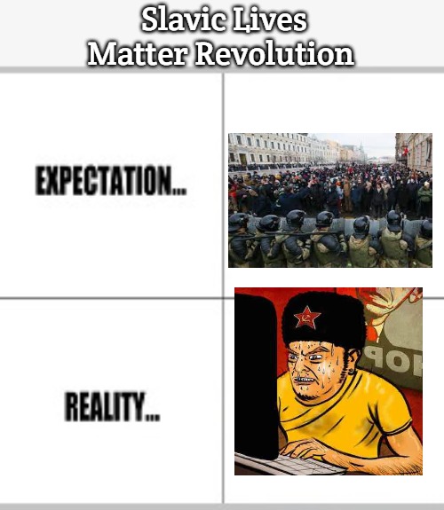 Expectation vs Reality | Slavic Lives Matter Revolution | image tagged in expectation vs reality,slavic | made w/ Imgflip meme maker