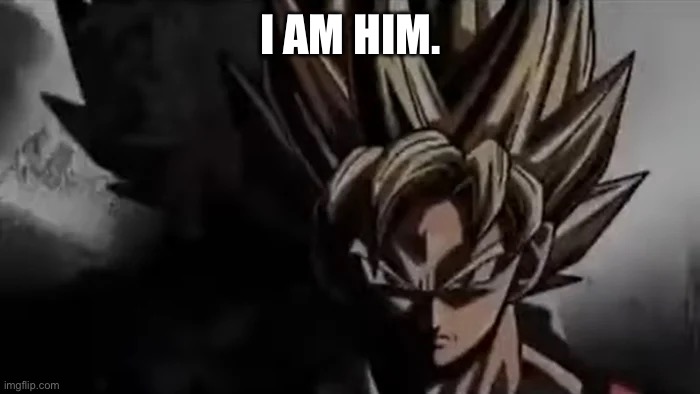 Goku Staring | I AM HIM. | image tagged in goku staring | made w/ Imgflip meme maker