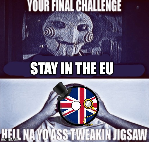 your final challenge | STAY IN THE EU | image tagged in your final challenge | made w/ Imgflip meme maker