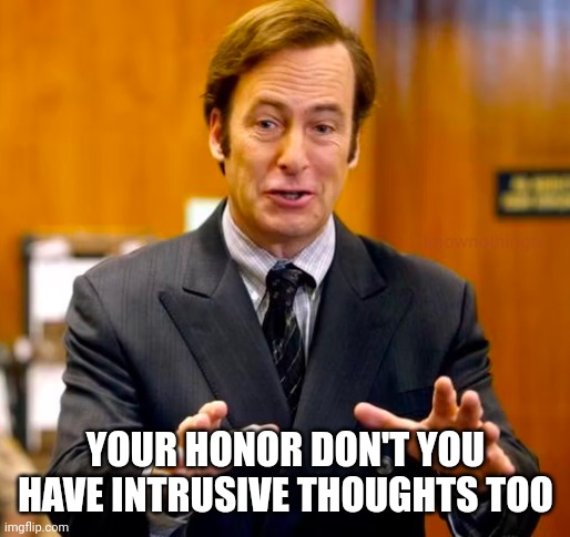 . | YOUR HONOR DON'T YOU HAVE INTRUSIVE THOUGHTS TOO | image tagged in funny | made w/ Imgflip meme maker