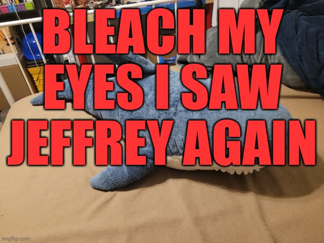 Motherfu​cker | BLEACH MY EYES I SAW JEFFREY AGAIN | image tagged in my blahaj | made w/ Imgflip meme maker