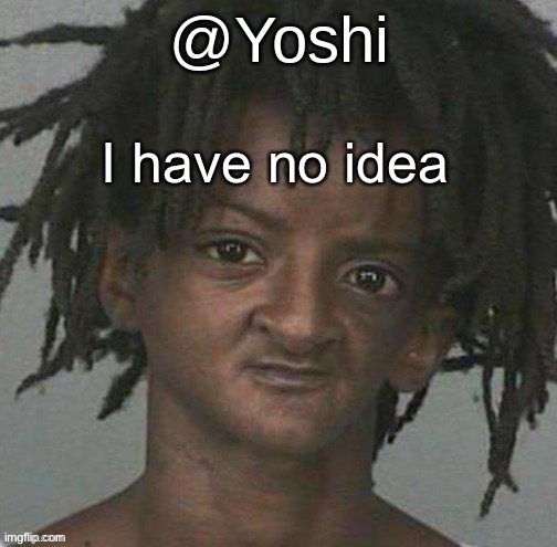 yoshi's cursed mugshot temp | I have no idea | image tagged in yoshi's cursed mugshot temp | made w/ Imgflip meme maker