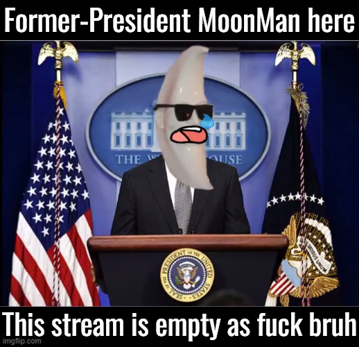 Where is everybody? | Former-President MoonMan here; This stream is empty as fuck bruh | image tagged in m00n_man exe | made w/ Imgflip meme maker