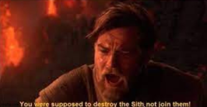 you were supposed to destroy the sith! | image tagged in you were supposed to destroy the sith | made w/ Imgflip meme maker