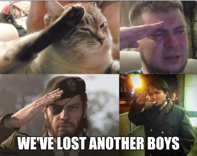 Ozon's Salute | WE'VE LOST ANOTHER BOYS | image tagged in ozon's salute | made w/ Imgflip meme maker