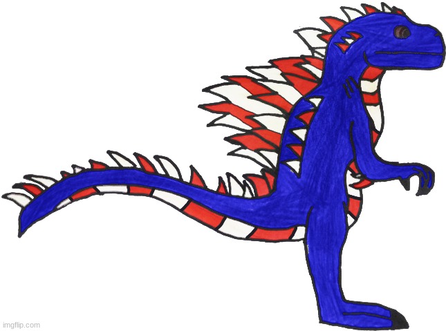 Godzilla (PaleoGoji) in 4th of July colors.mp3 | image tagged in 4th of july godzilla paleoverse eoiverse | made w/ Imgflip meme maker