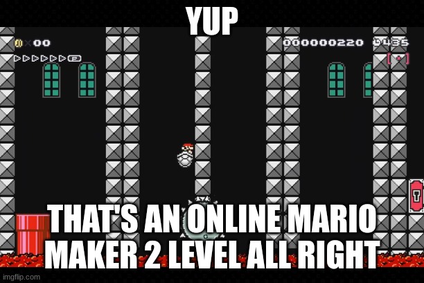 Potatochan's Creation | YUP; THAT'S AN ONLINE MARIO MAKER 2 LEVEL ALL RIGHT | image tagged in free,mario,crazy,funny | made w/ Imgflip meme maker