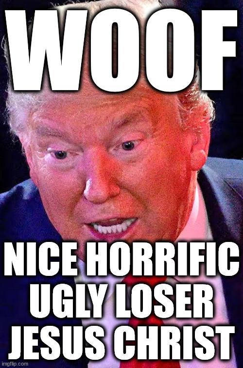 YIKES | WOOF; NICE HORRIFIC
UGLY LOSER
JESUS CHRIST | image tagged in dear god,nice loser | made w/ Imgflip meme maker