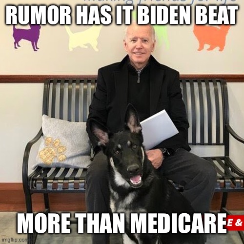 Major Biden | RUMOR HAS IT BIDEN BEAT MORE THAN MEDICARE | image tagged in major biden | made w/ Imgflip meme maker