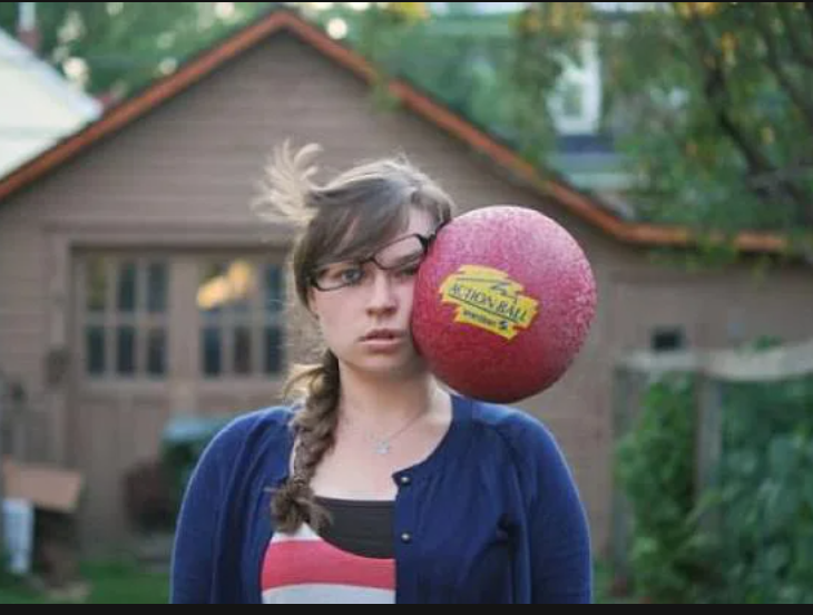High Quality ball in the girl's face Blank Meme Template