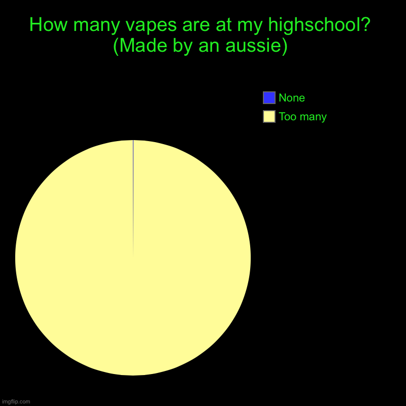 How many vapes are at my highschool? (Made by an aussie) | Too many, None | image tagged in charts,pie charts | made w/ Imgflip chart maker