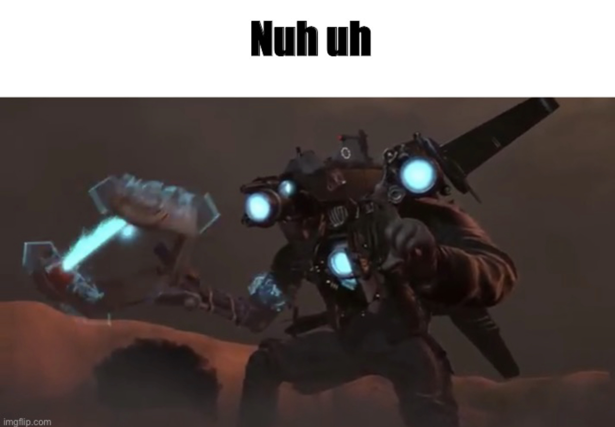 High Quality Titan cameraman nuh uh Blank Meme Template