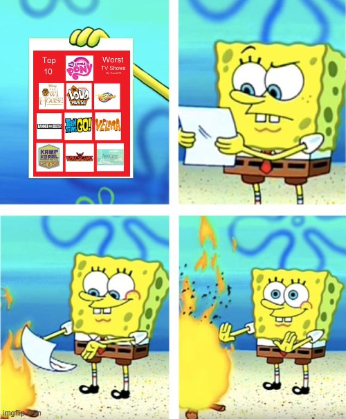 Spongebob burns BlackMetalOrk art | image tagged in spongebob burning paper | made w/ Imgflip meme maker