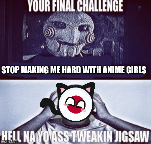 your final challenge | STOP MAKING ME HARD WITH ANIME GIRLS | image tagged in your final challenge | made w/ Imgflip meme maker