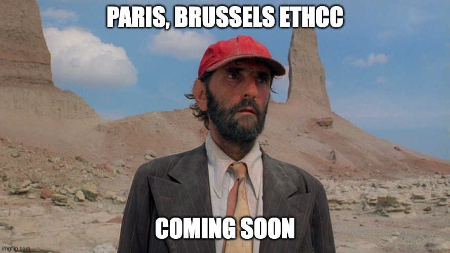 ethcc | PARIS, BRUSSELS ETHCC; COMING SOON | image tagged in ethcc,brussels,ethereum | made w/ Imgflip meme maker