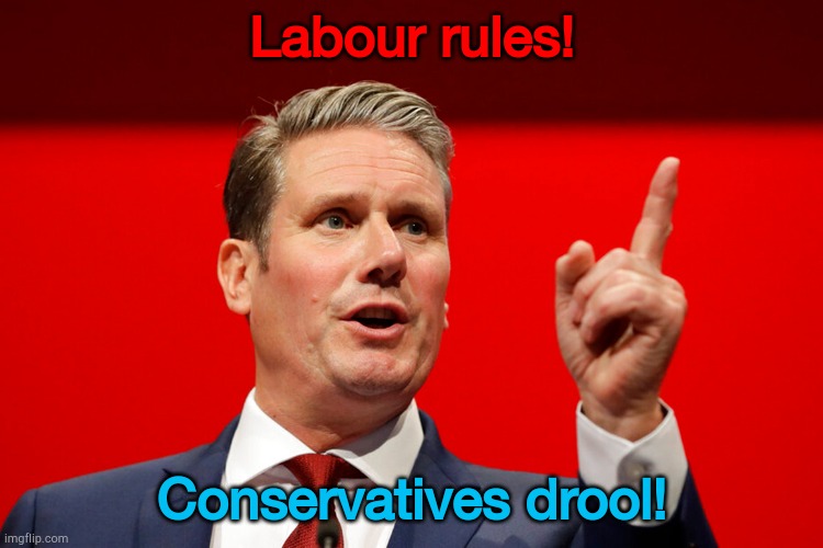 Predictable, really | Labour rules! Conservatives drool! | image tagged in keir starmer | made w/ Imgflip meme maker