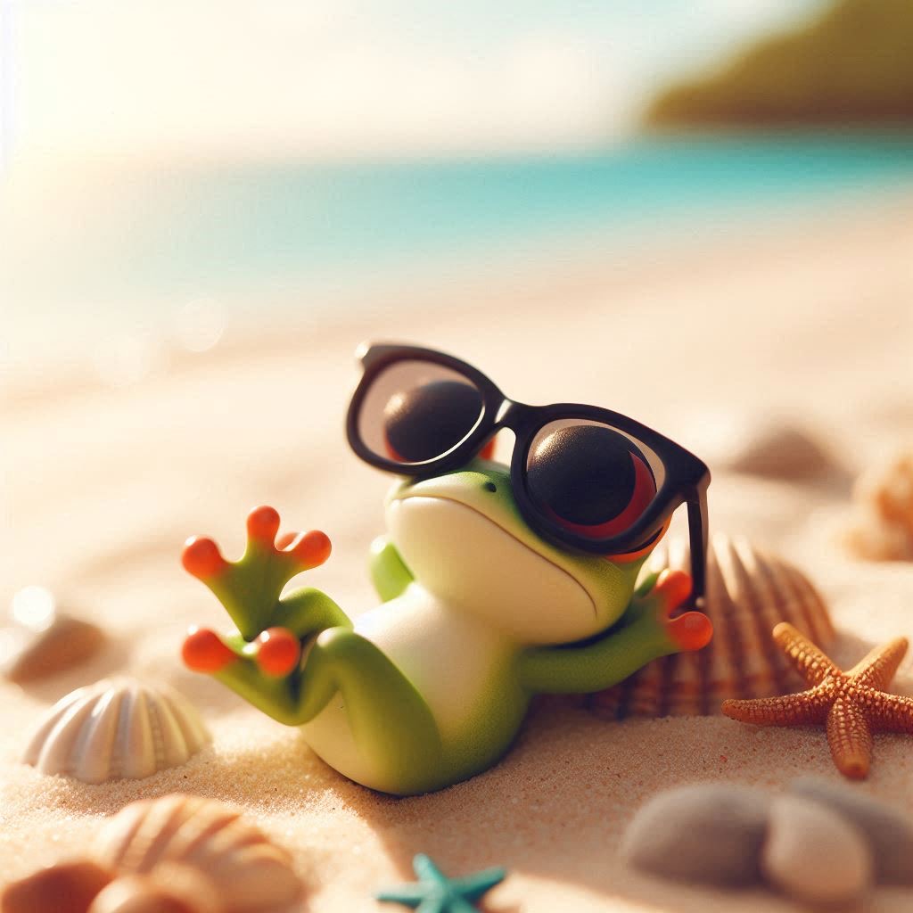 Frog on the beach Blank Meme Template